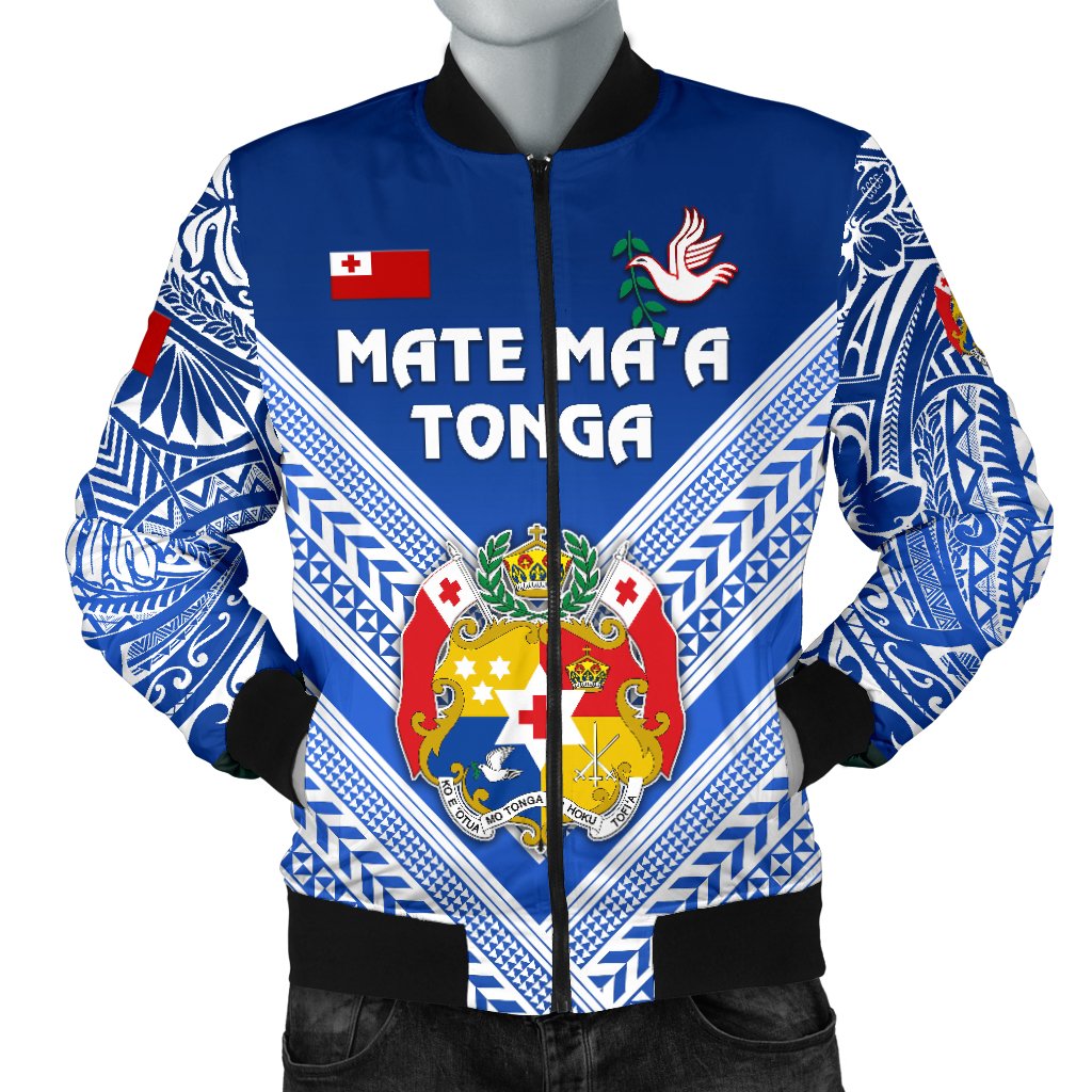 Mate Ma'a Tonga Rugby Men's Bomber Jacket Polynesian Creative Style - Blue Blue - Polynesian Pride