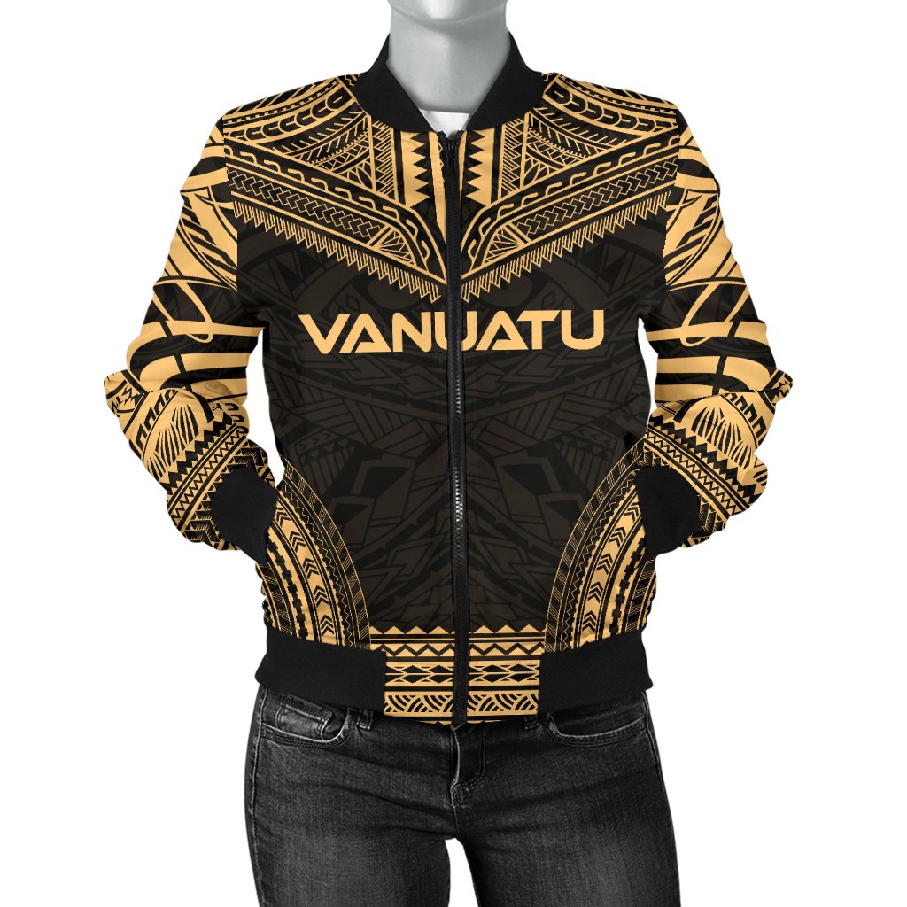 Vanuatu Polynesian Chief Women'S Bomber Jacket - Gold Version Gold - Polynesian Pride