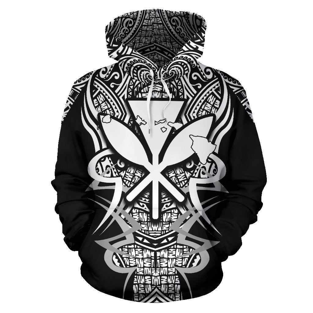 Kanaka Map Hoodie White Armor Style - Polynesian Pride