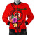 Vanuatu Polynesian Men's Bomber Jacket - Floral With Seal Red Red - Polynesian Pride