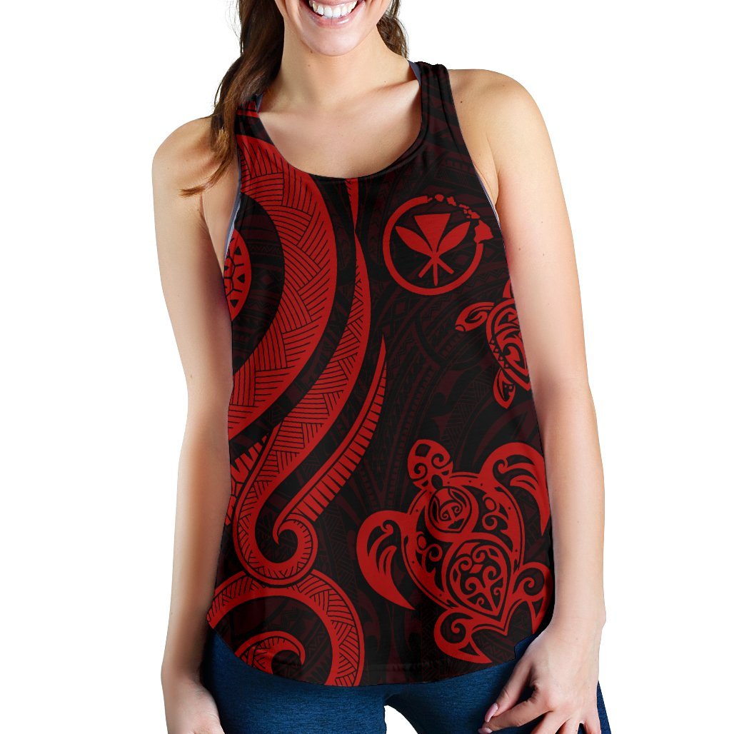 Polynesian Hawaii Women Racerback Tank - Red Tentacle Turtle - Polynesian Pride