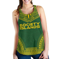 Society Islands Women's Racerback Tank - Polynesian Chief Flag Version Green - Polynesian Pride