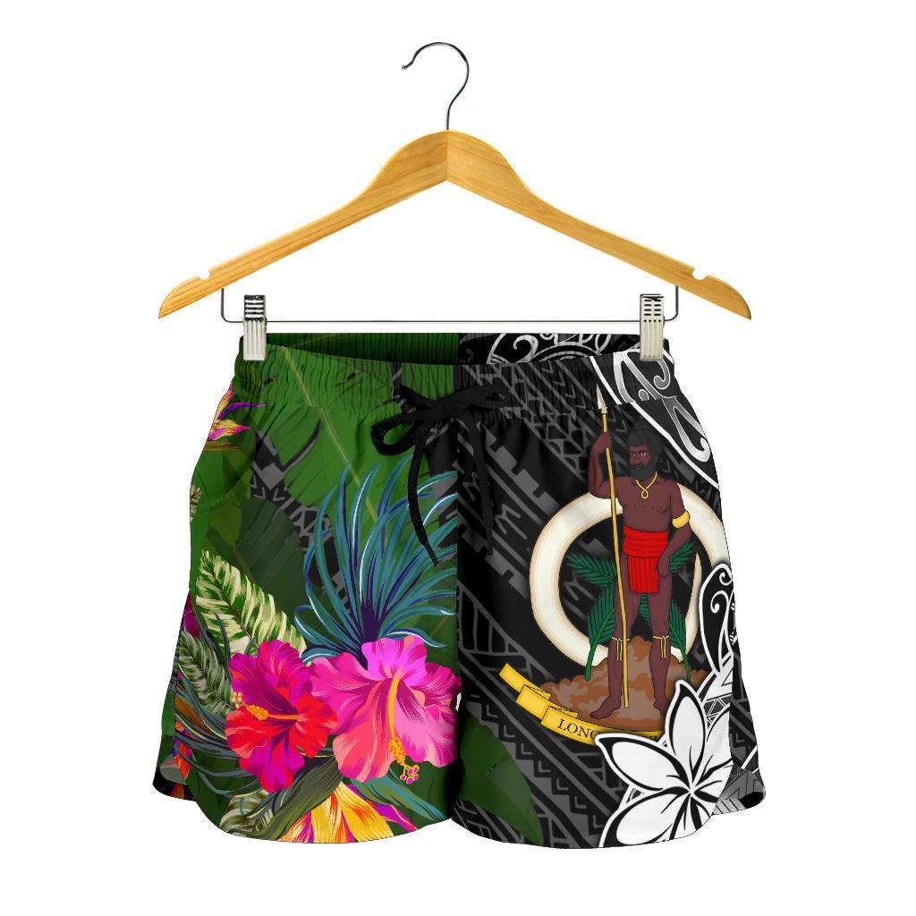 Vanuatu Women Shorts - Turtle Plumeria Banana Leaf - Polynesian Pride