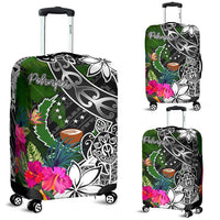 Pohnpei Luggage Covers - Turtle Plumeria Banana Leaf Black - Polynesian Pride
