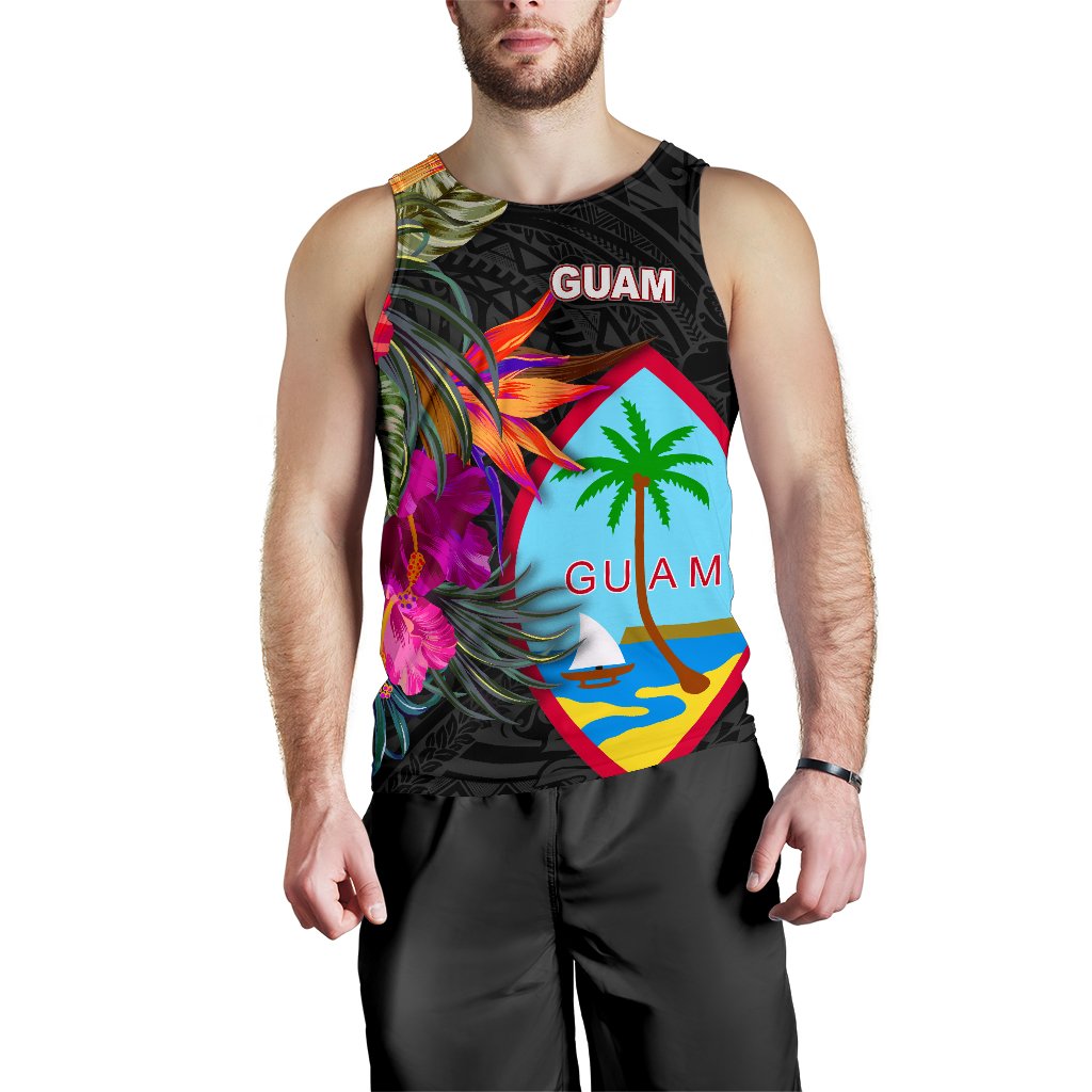 Guam Men's Tank Top - Hibiscus Polynesian Pattern - Polynesian Pride