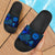 Tahiti Sandals - Turtle Hibiscus Pattern Blue Black - Polynesian Pride