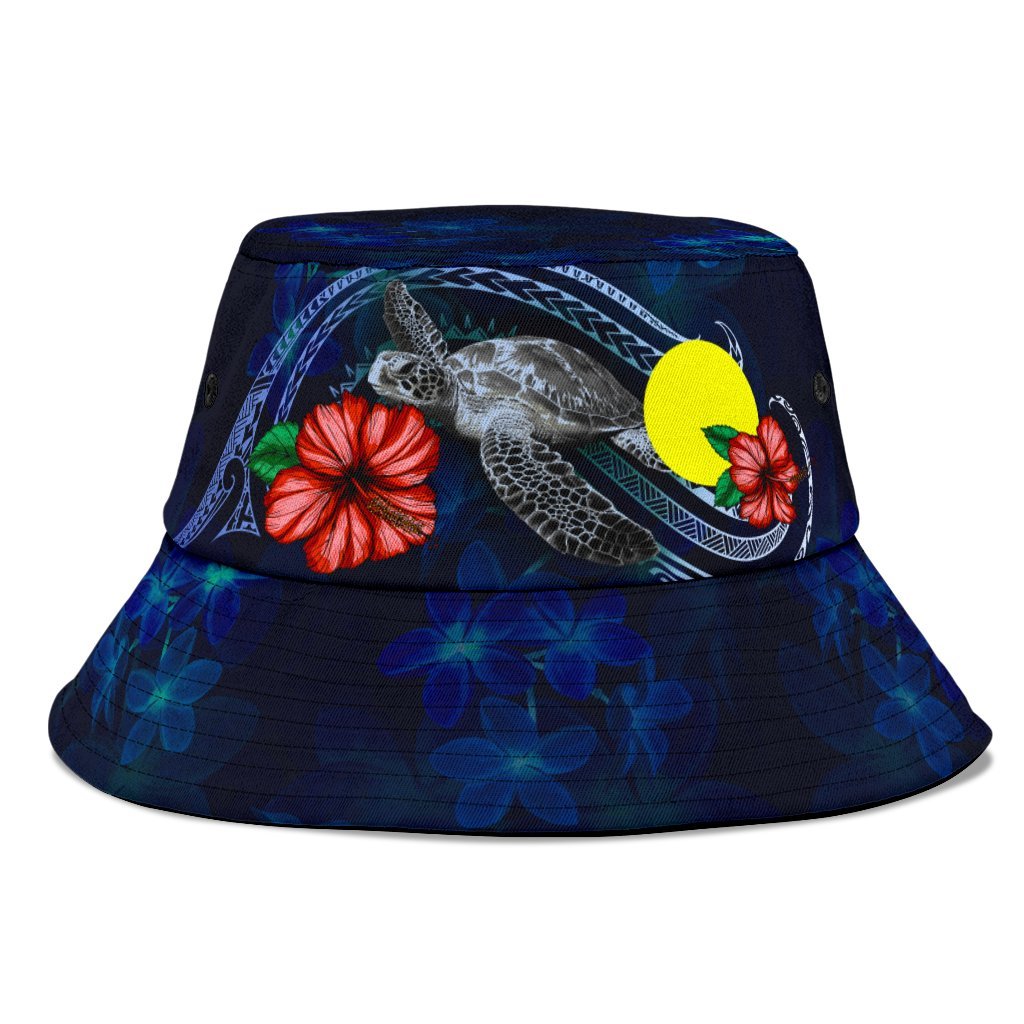 Palau Polynesian Bucket Hat - Blue Turtle Hibiscus - Polynesian Pride