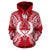 Pohnpei Polynesian All Over Zip up Hoodie Map Red White - Polynesian Pride