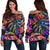 Palm Leaves Women's Off Shoulder Sweater - Neon Color Neon - Polynesian Pride