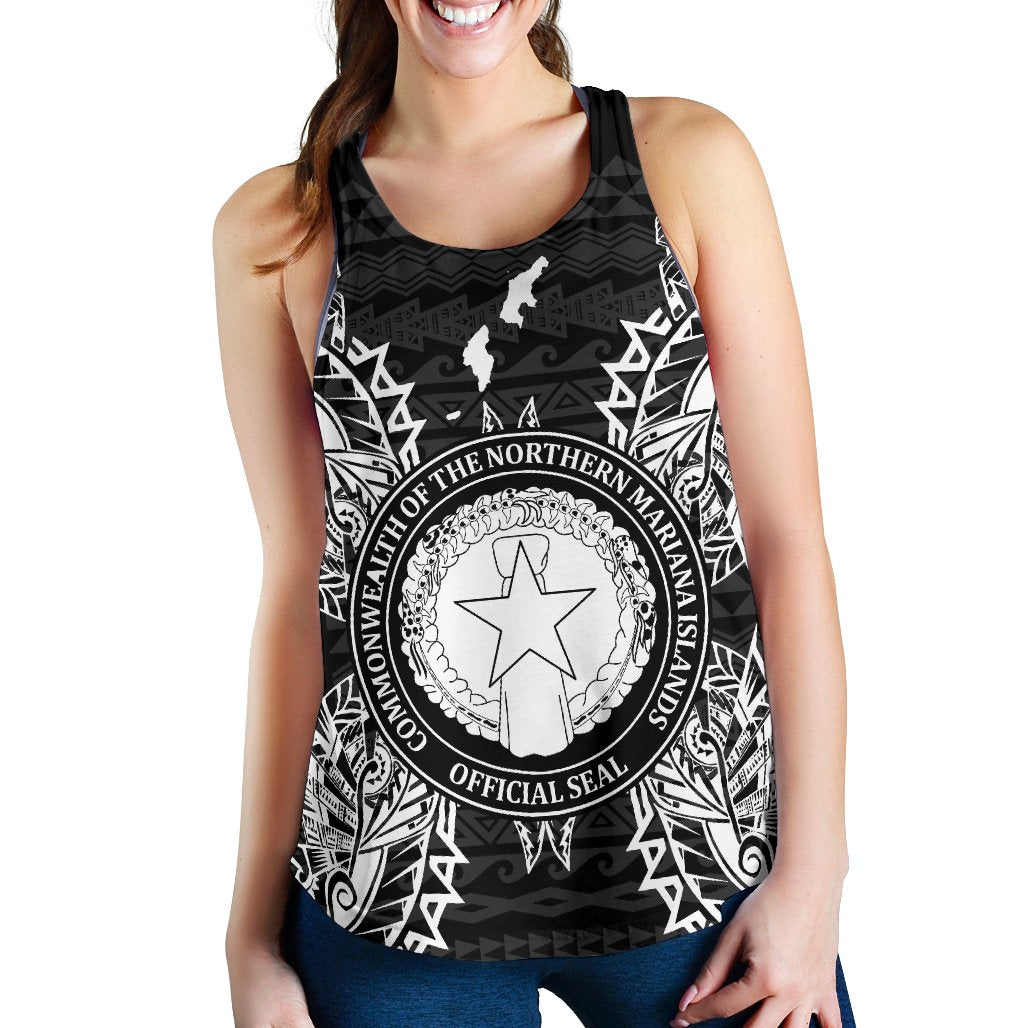 Northern Mariana Islands Polynesian Women Tank Top Map Black Black - Polynesian Pride