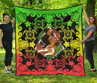 Hawaii Polynesian Premium Quilt - Hawaiian Dancing Girl Reggae - Polynesian Pride