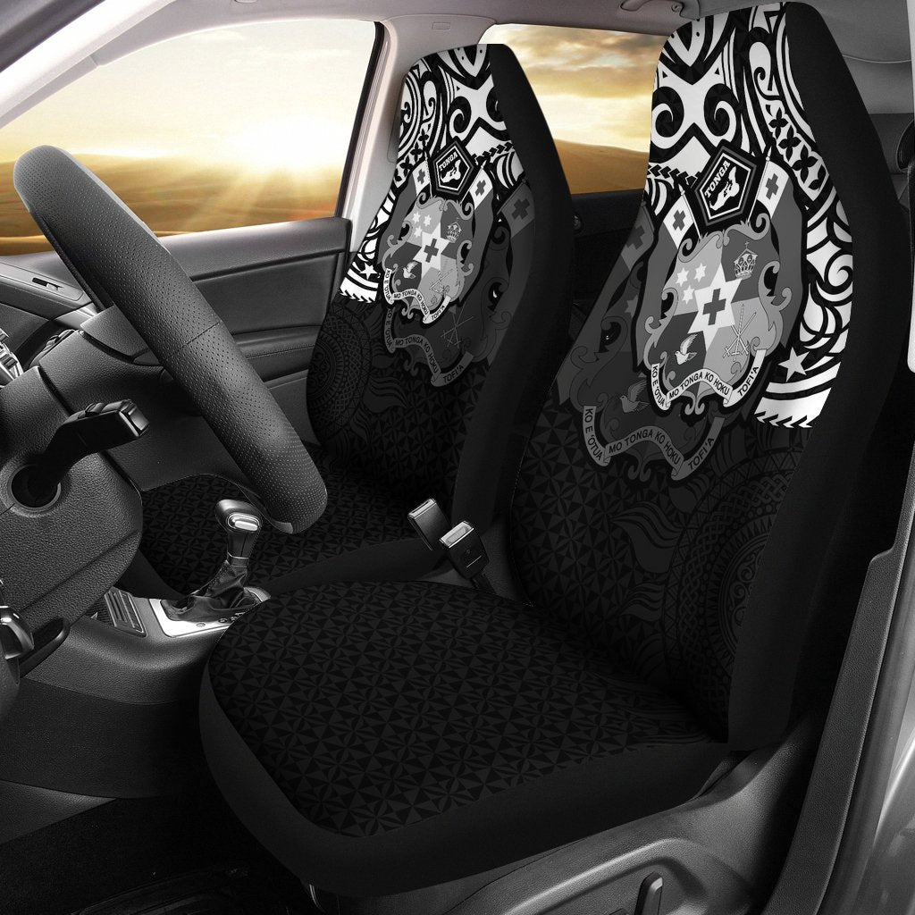 Tonga Pride Car Seat Covers - Tongan Coat Of Arms (White) Universal Fit WHITE - Polynesian Pride