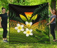 Kanaka Maoli (Hawaiian) Premium Quilt, Polynesian Plumeria Banana Leaves Reggae Reggae - Polynesian Pride