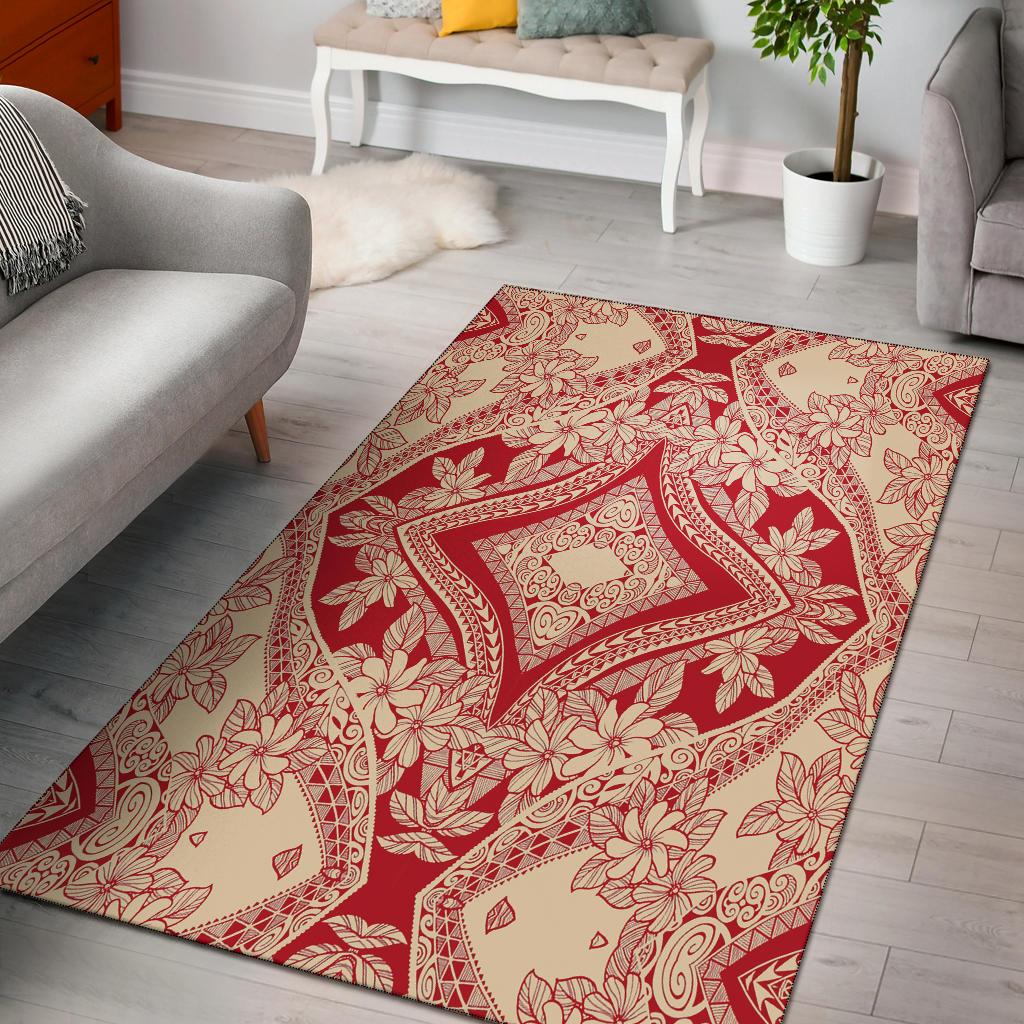 Polynesian Red And Nude Area Rug - Polynesian Pride