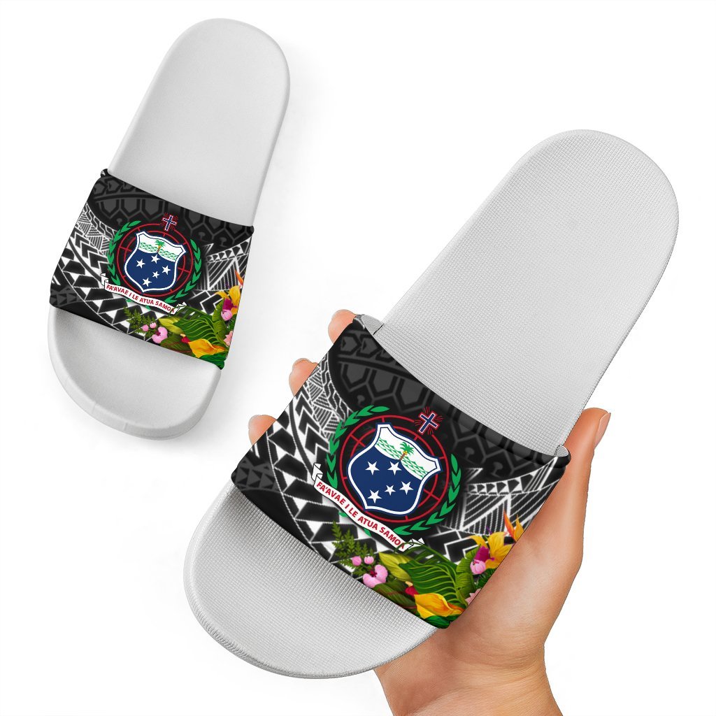 Samoa Slide Sandals - Seal Spiral Polynesian Patterns White - Polynesian Pride