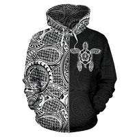 Turtle Hoodie Zip up Polynesian Half Style 04 - Polynesian Pride