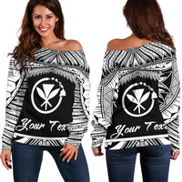 Hawaii Polynesian Custom Personalised Women's Off Shoulder Sweater - Hawaii Pride White Version White - Polynesian Pride