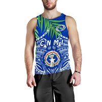 Northern Mariana Islands Rugby Men Tank Top Coconut Leaves - CNMI Blue - Polynesian Pride