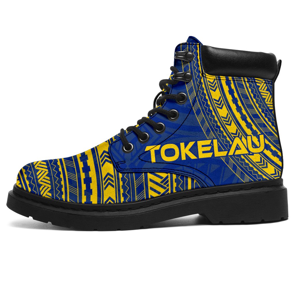 Tokelau Leather Boots - Polynesian Flag Chief Version White - Polynesian Pride