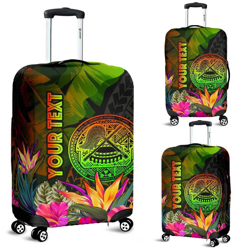 American Samoa Polynesian Personalised Luggage Covers - Hibiscus and Banana Leaves - Polynesian Pride