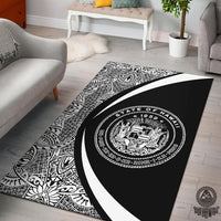 Hawaii Coat Of Arms Polynesian Area Rug Circle Style Rug White - Polynesian Pride
