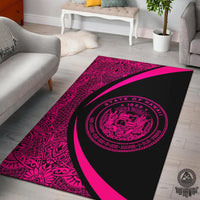 Hawaii Coat Of Arms Polynesian Area Rug Circle Style Rug Pink - Polynesian Pride