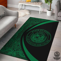 Hawaii Coat Of Arms Polynesian Area Rug Circle Style Rug Green - Polynesian Pride