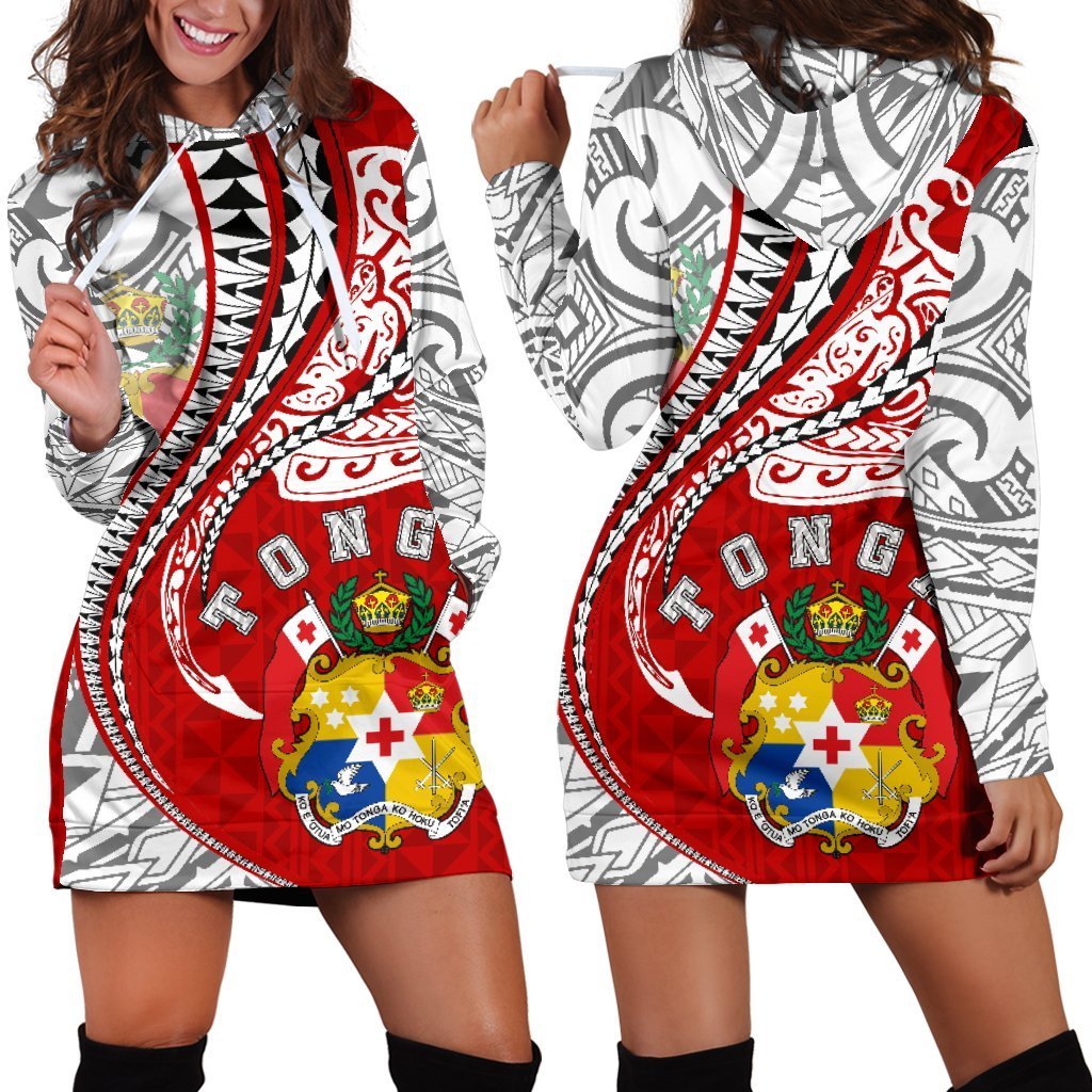 Tonga Women's Hoodie Dress Kanaloa Tatau Gen TO Red - Polynesian Pride