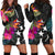 Kosrae Women's Hoodie Dress - Polynesian Hibiscus Pattern Black - Polynesian Pride