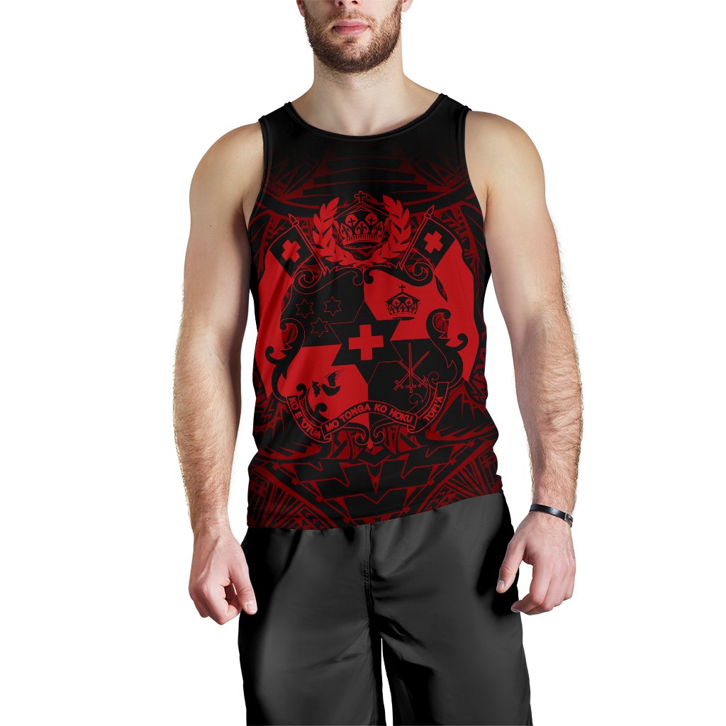 Tonga Polynesian Men's Tank Top - Red Tribal Pattern - Polynesian Pride