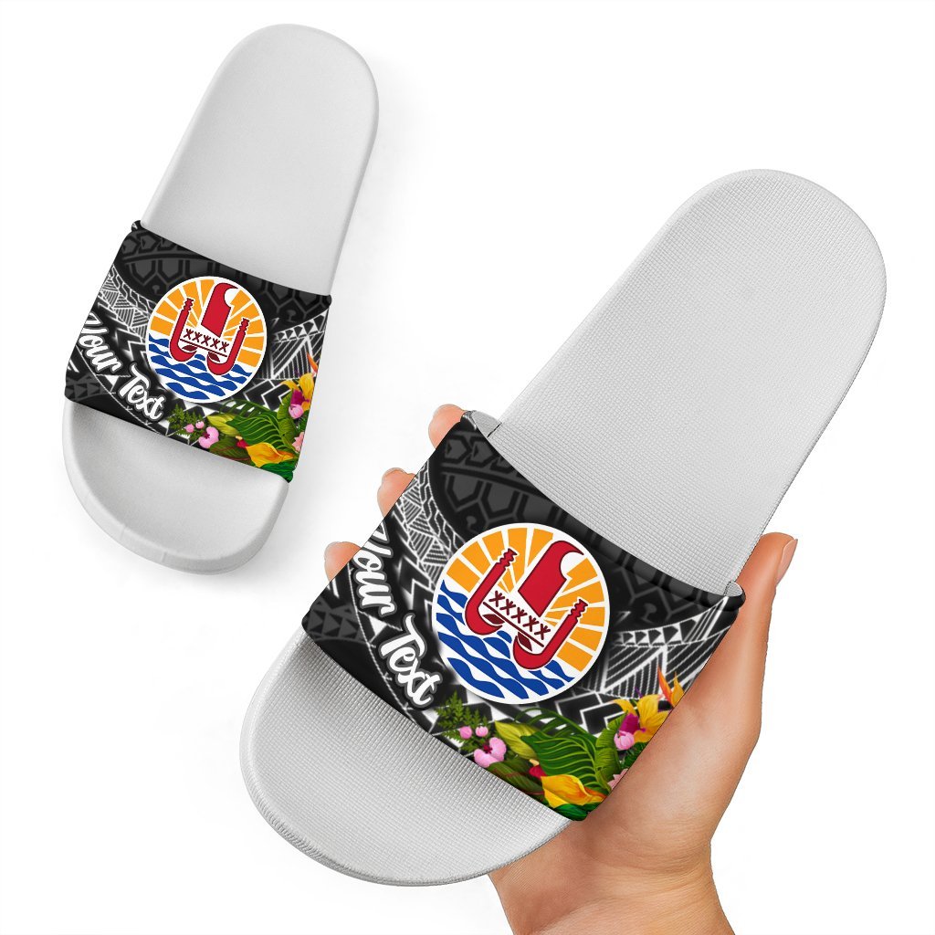 Tahiti Slide Sandals - Custom Personalised Seal Spiral Polynesian Patterns White - Polynesian Pride