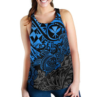 Polynesian Hawaii (Kanaka Maoli) Women's Racerback Tank - Blue Turtle Hibiscus Flowing - Polynesian Pride