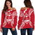 Guam Polynesian Shoulder Sweater Map Red White Red - Polynesian Pride