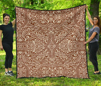 Polynesian Tribal Premium Quilt Brown White - Polynesian Pride