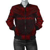 Vanuatu Polynesian Chief Women'S Bomber Jacket - Red Version Red - Polynesian Pride