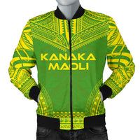 Kanaka Maoli Flag Polynesian Chief Men's Bomber Jacket Green - Polynesian Pride