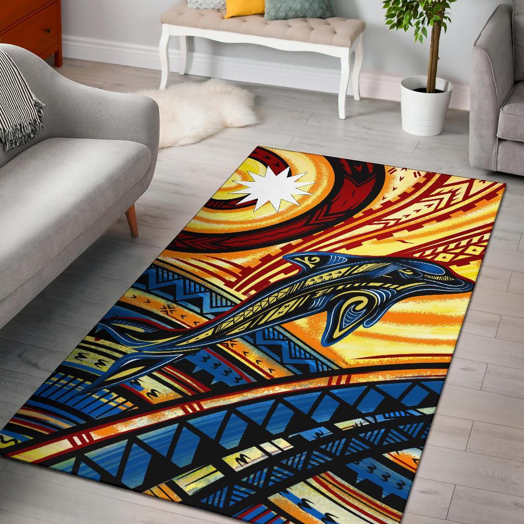 Nauru Area Rug - Dolphin Surfing Yellow - Polynesian Pride