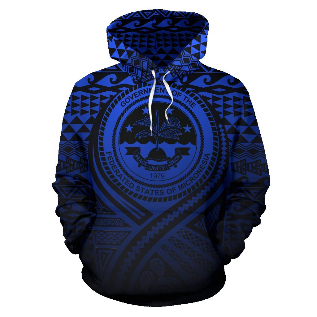 Federated States of Micronesia All Over Hoodie Lift up Blue - Polynesian Pride