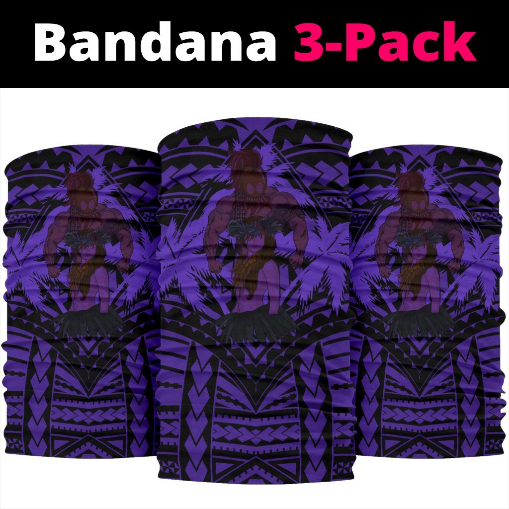 Polynesian Warrior Hula Girl Kanaka Hawaii Anchor Bandana 3 - Pack - AH - Purple - Polynesian Pride