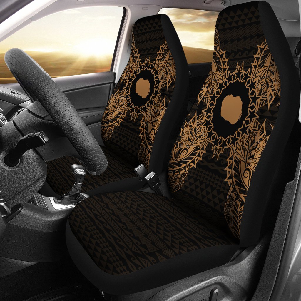 Cook Islands Car Seat Cover - Cook Islands FLag Map Gold Universal Fit Gold - Polynesian Pride