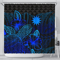 Nauru Shower Curtain Turtle Hibiscus Blue 177 x 172 (cm) Blue - Polynesian Pride