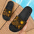 Northern Mariana Islands Slide Sandals - Turtle Hibiscus Pattern Gold Black - Polynesian Pride