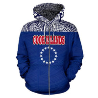 Cook Islands All Over Zip up Hoodie Polynesian Version - Polynesian Pride