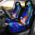 Guam Car Seat Covers - Humpback Whale with Tropical Flowers (Blue) Universal Fit Blue - Polynesian Pride
