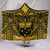 Samoa Blanket - Coat Of Arm Gold - Black Hooded Blanket Golden - Polynesian Pride