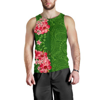 Hawaii Tropical Flower Polynesian Men's Tank Top - Curtis style - Green - Polynesian Pride