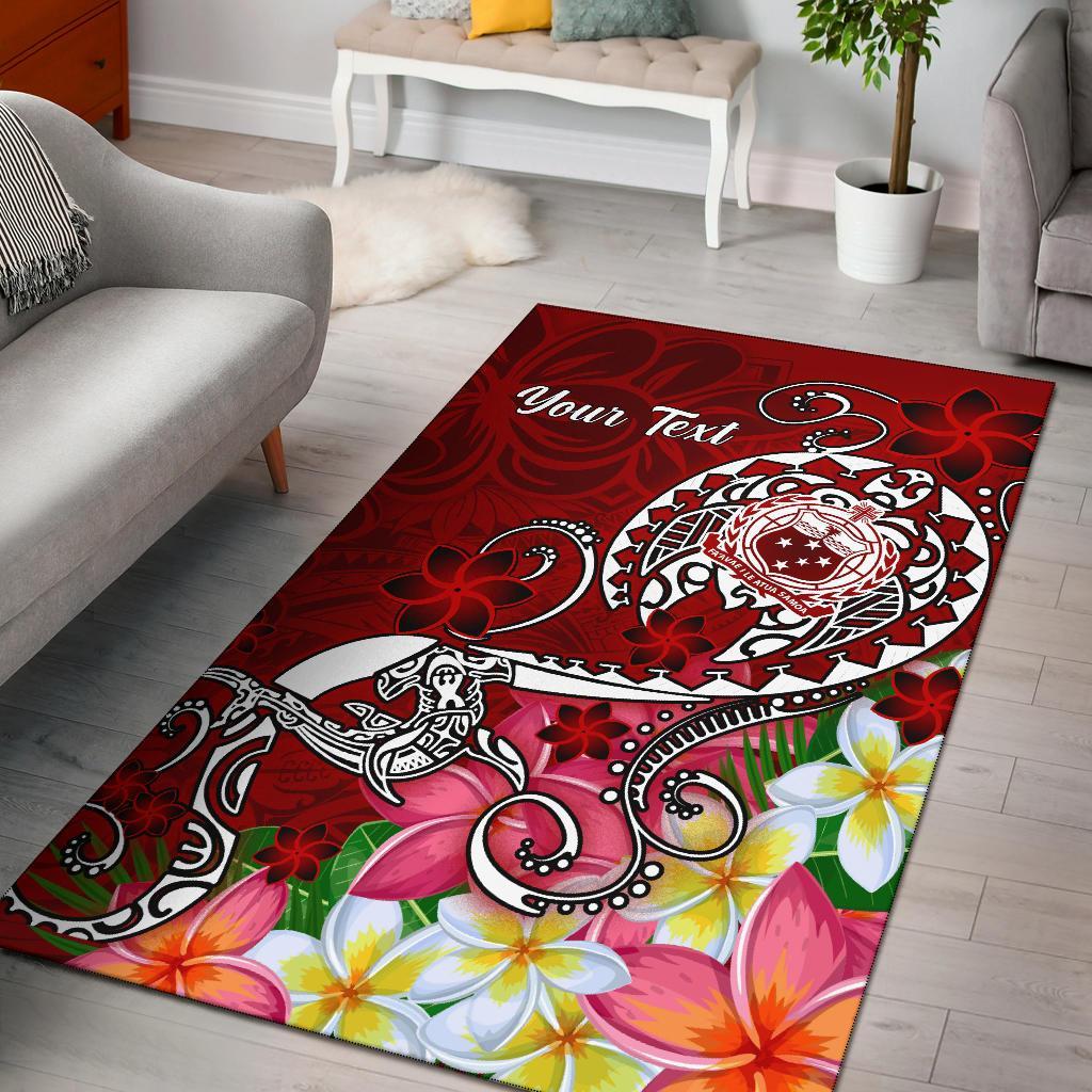 Samoa Custom Personalised Area Rug - Turtle Plumeria (Red) Red - Polynesian Pride