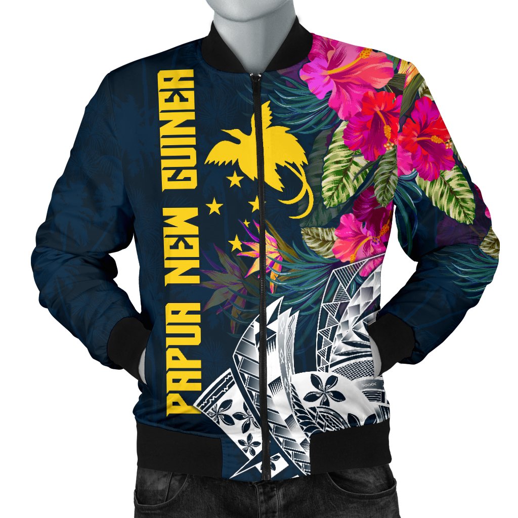 Papua New Guinea Men's Bomber Jacket - Summer Vibes Blue - Polynesian Pride