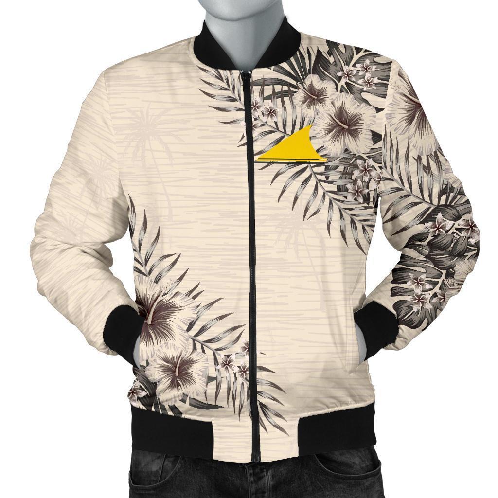 Tokelau Men's Bomber Jacket - The Beige Hibiscus - Polynesian Pride