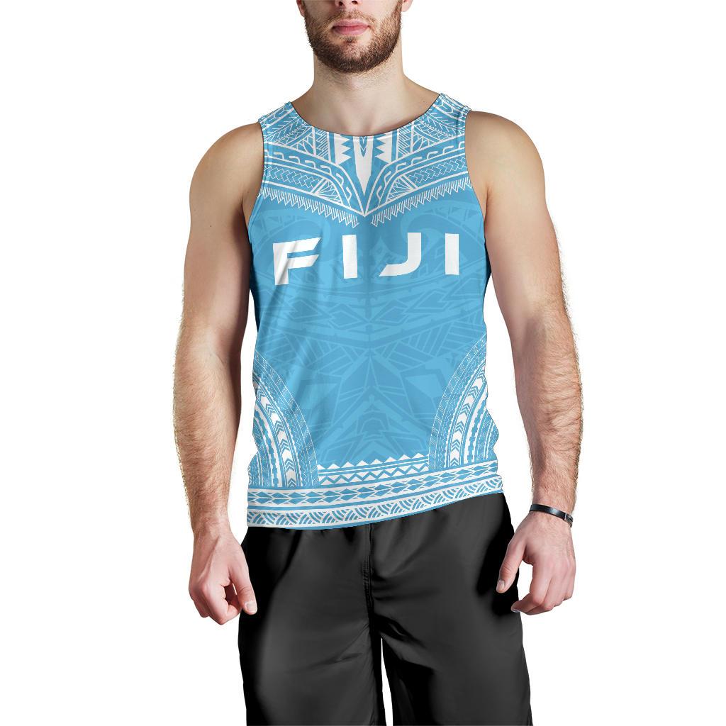 Fiji Men's Tank Top - Polynesian Chief Flag Version Blue - Polynesian Pride